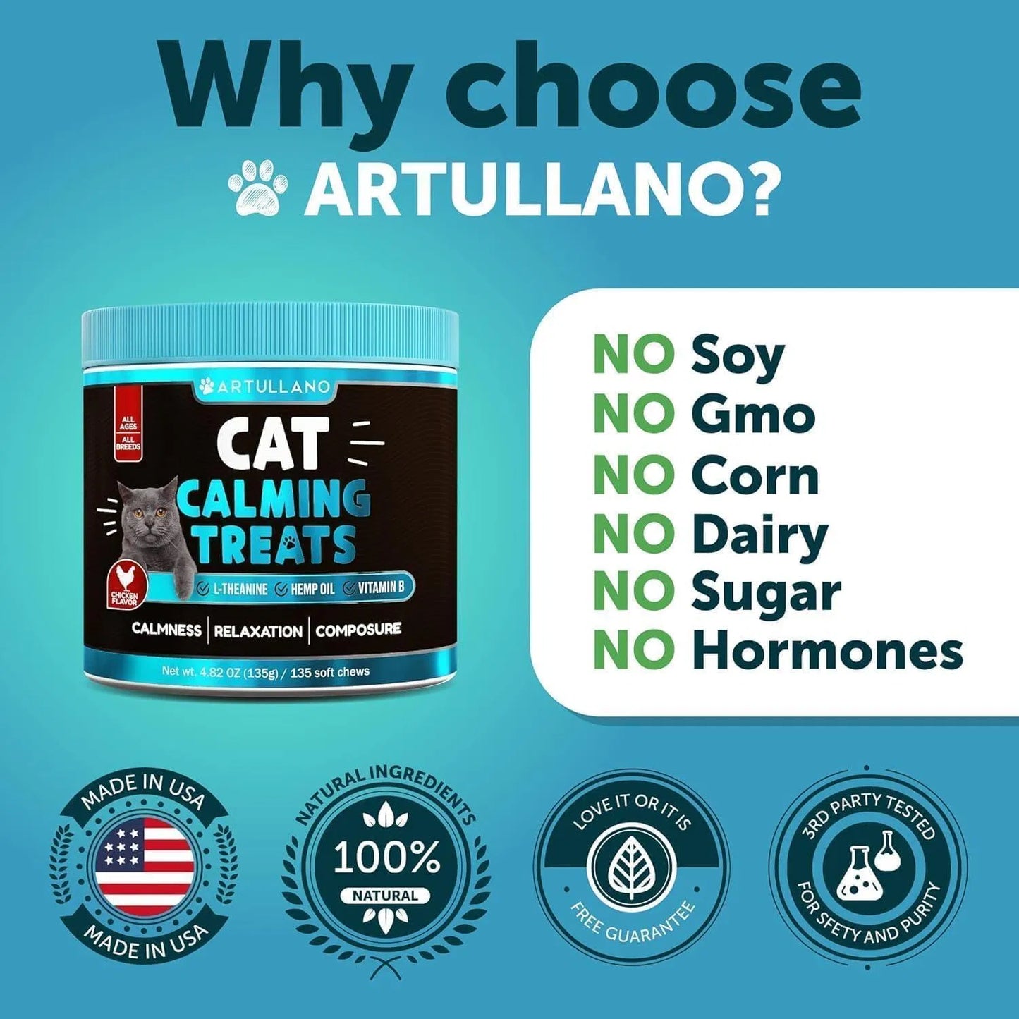 Hemp Cat Calming Treats For Stress & Anxiety Relief Cat Kittens Melatonin