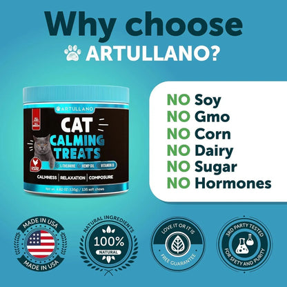 Hemp Cat Calming Treats For Stress & Anxiety Relief Cat Kittens Melatonin