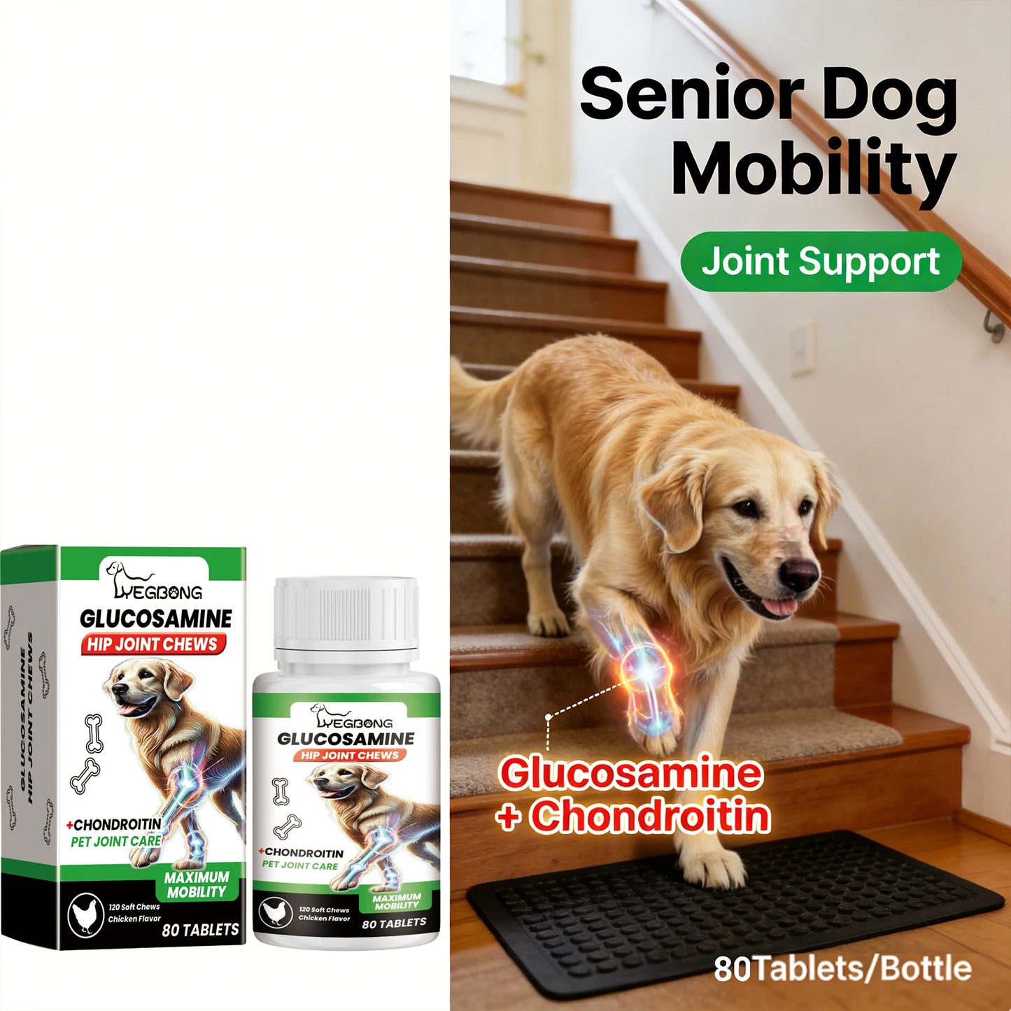 Pet Joint Chews Effectively Alleviating Joint Discomfort Enhance Vitality Deeply Nourish Cartilage Tissue Dog Joint Care Tablets