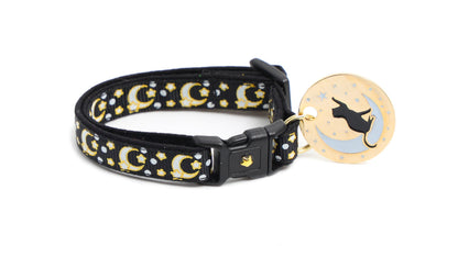 Gold Moons and Stars on Black V2 Cat Necklace
