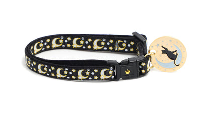 Gold Moons and Stars on Black V2 Cat Necklace